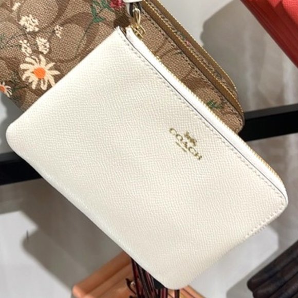 Coach Handbags - Coach Corner Zip Wristlet Chalk Leather